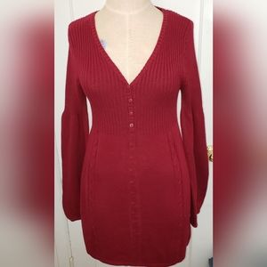 Maroon Red Sweater Dress Bell Sleeve Size Medium